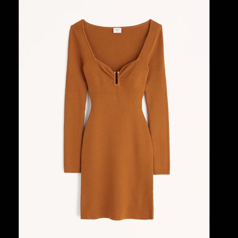 Abercrombie & Fitch Long-Sleeve Hardware Mini Sweater Dress Medium